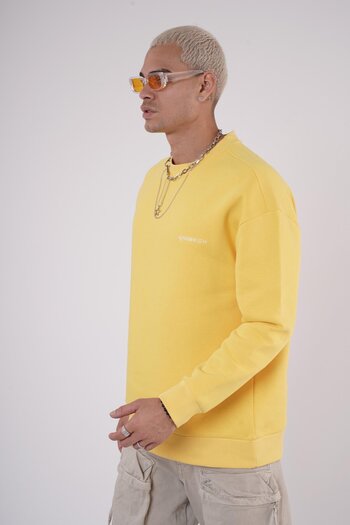 king brich Crew Neck Kingbrich Printed Oversize Fit Basic Sweatshirt