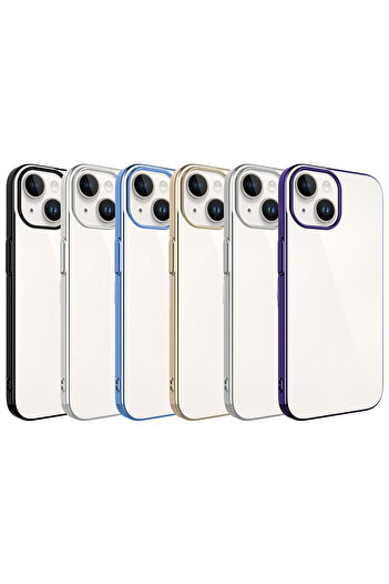 Aden iPhone 15 Plus Compatible Hard Pc Riksos Case with Colorful Frame-Gold