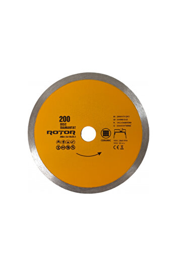 Rotor Diamond Blade, 200 mm, 22.23 mm Shank, for Ceramics