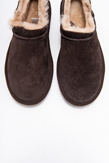 LuviShoes Γυναικεία μποτάκια NOVELLE από γνήσιο δέρμα καφέ σουέντ με γούνα
