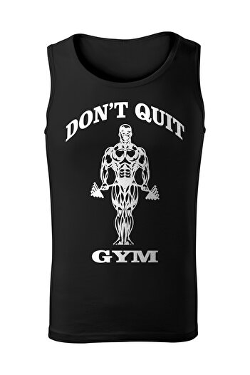 4desire.ro Men's T-shirt, sleeveless, tank top type, DONT QUIT GYM, black, 100% cotton, breathable