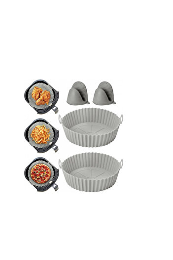 OEM 4-piece set, 2 silicone air fryer baskets and 2 gloves, 20.7 x 16.5 x 6.7 cm, silicone