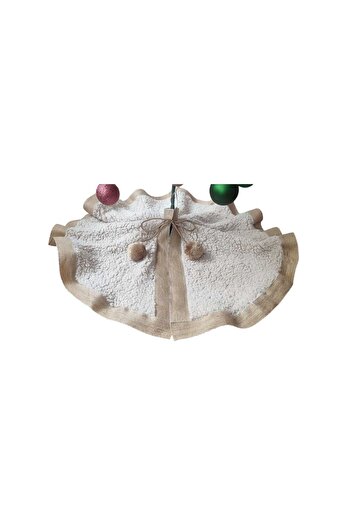 MODA NUR Christmas Tree Skirt, Pine Tree Foot Carpet Cover, Off-White Color, Plush 70 cm