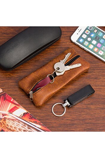 Other KEY CASE large double-sided nubuck leather flat long capacious key case