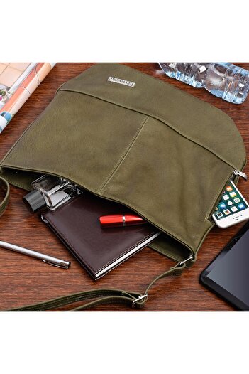 Other Two-compartment leather women's messenger bag