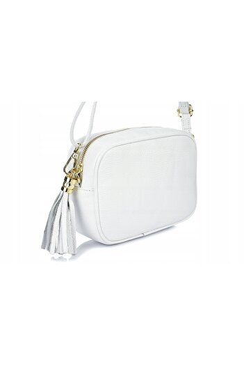 Other ITALIAN LEATHER MESSENGER BAG with fringe P14