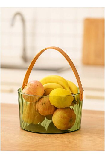SUPPLIER Clear Green Acrylic Fruit & Storage Basket with Handle | Multi-Purpose Organizer with tinte