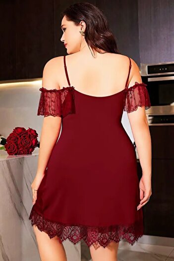 pink night lingerie Women's Bordeaux Lace Nightgown - Classic Luxury Design