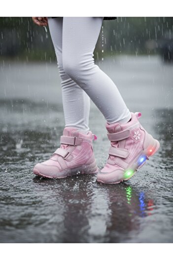 BUCKHEAD Girls' Light-Up, Velcro Waterproof Boots, Snow and Rain Waterproof