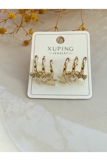 Blotch Zircon Stone Single Stud 3-Piece Look Butterfly Star Detail Dangle Stylish and Trendy Juping Earrings