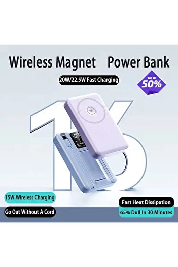 OEM External battery 20000 mah, Wireless, 2 x USB Type-C cables included, Fast Charge 20W, Digital Displ