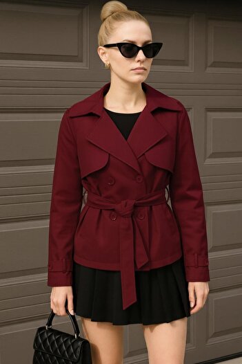 Delpino Short Belted Women's Trench Coat Jacket