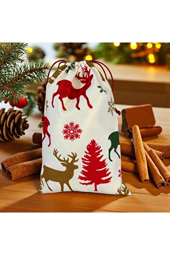Poros Store Gift Package 20X30Cm Christmas Deer Patterned Gift Bag Fabric