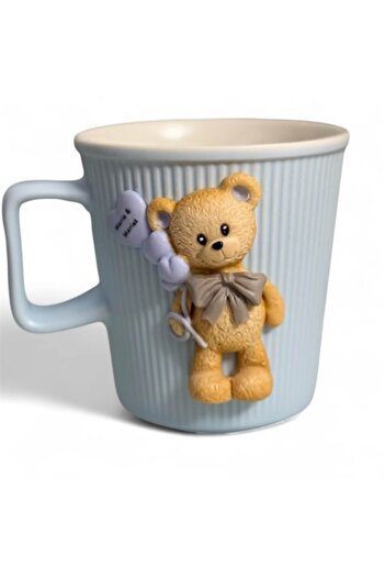 OEM Cana albastra personalizată cu ursuleț și baloane, ceramică, 350ml Zeny Dolls Gifts