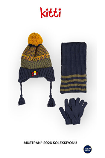 Mustran Kitti 4–8 Years Old Girls Boys Children's Beret Scarf Gloves 3-Piece Winter Set |   Polar Fleece Lined Knitwear |   New Season 2026