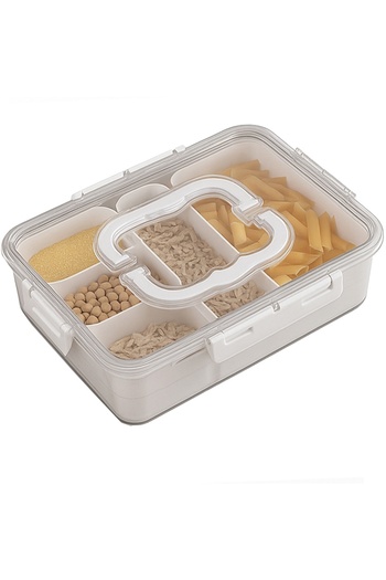 PUFO Food storage box for the refrigerator with airtight lid and 5 removable compartments, 31 x 24 cm