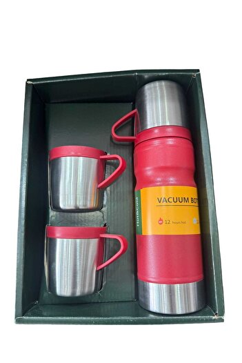 Thermohis 6158 طقم ترمس فولاذي 3 قطع مع أكواب