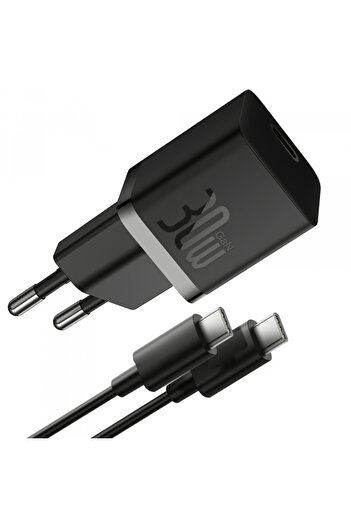 Baseus USB-C GaN5S Cable Charger, 30W, 3A, 1 x USB-C, Black P10110902113-00