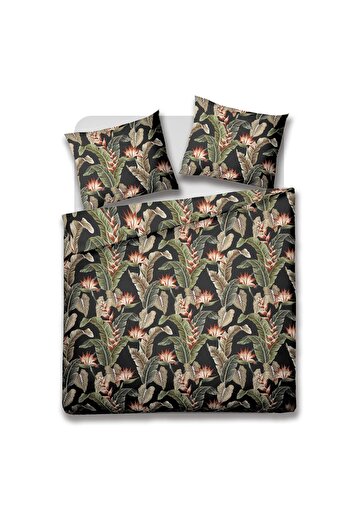 Other Bedding | BELAGA | microfiber black with leaves and flowers | 220x200 + 2*70x80 cm | 989111