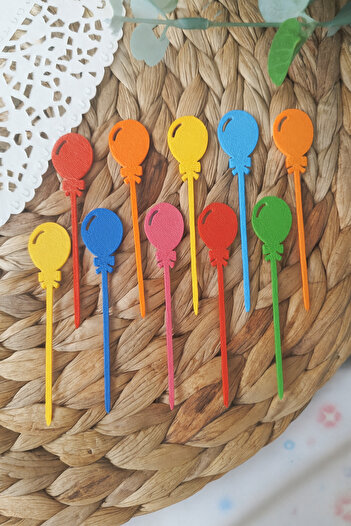 Atolye Doruk 20Pcs Mixed Color Balloon Cupcake Picks- Birthday Cake Decoration Supplies, Cake Picks