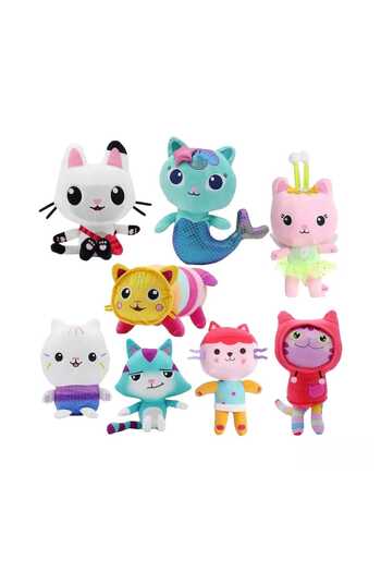 Virtual Trend Set of 8 Virtual Trend® plush toys, with hangers, Gabby's, Dollhouse