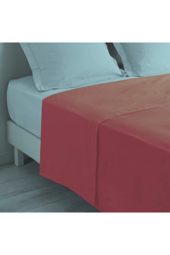 Maki Home Makiteks 100% Cotton Fuchsia 240X260 Elastic-Free Flat Sheet Suitable for Double Beds