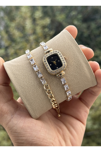 Tulpar Special Series Wrist-Wrapped Zircon Baguette Stone Square Minimal Case Women's Wristwatch