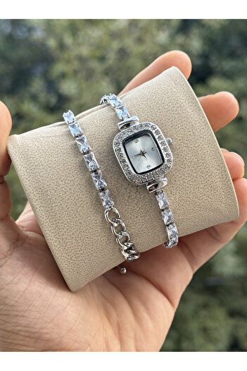 Tulpar Special Series Wrist-Wrapped Zircon Baguette Stone Square Minimal Case Women's Wristwatch