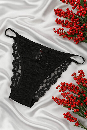 ŞIK VE MUTLU Lace V-Cut Drawstring Panties