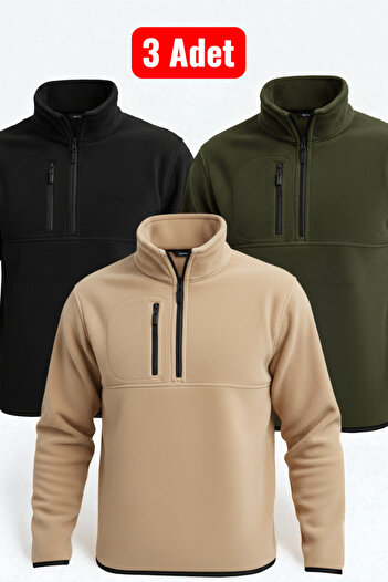 Gameyal 3 Pieces Men's Half-Zip Pocket Fleece Sweatshirt