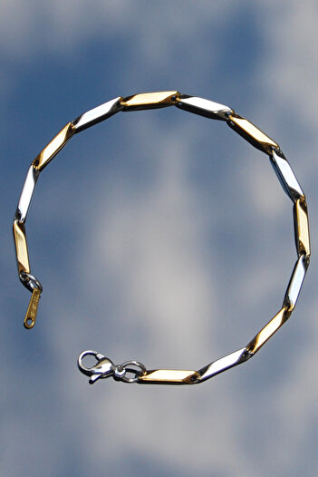 Rua Jewelry Steel Cut Cross Rectangle Bracelet 3 mm Gold&Silver Color |   Non-Tarnishing, Unisex, 2-Year Warranty