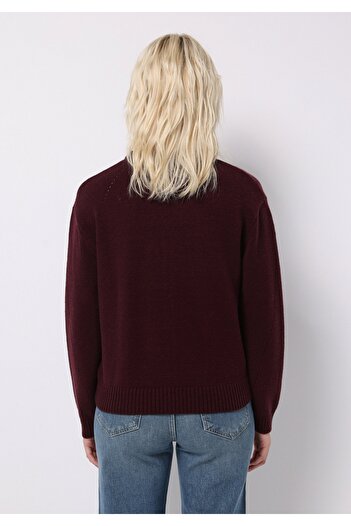 Colin's Regular Fit Round Neck Plain Women's Purple Sweater