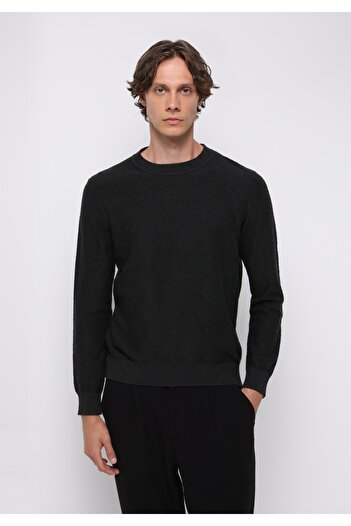 Colin's Regular Fit Round Neck Jacquard Men's Anthracite Sweater