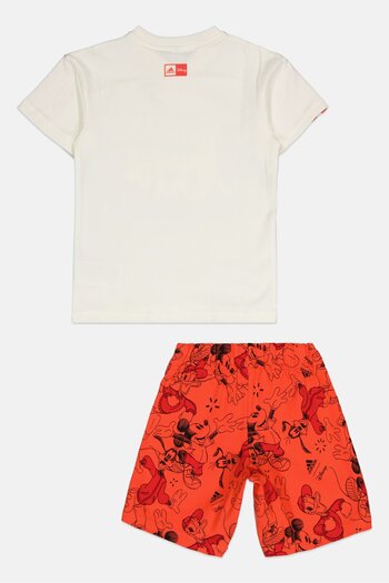 adidas X Disney Toddlers Boy Graphic Print T-Shirt And Shorts, Light Beige/Neon Red
