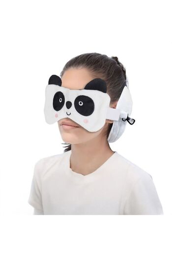 SHOPIENS Travel Pillow and Sleep Mask Set, Panda Pattern, Polyester Material, Black-White, MYONNA IT & E-