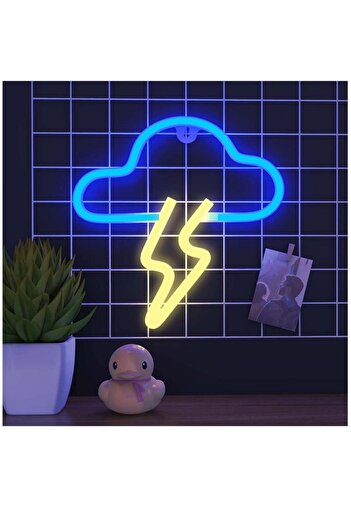 Bukela Neon LED Cloud Lightning Shape Light Wall Decor, USB/Battery