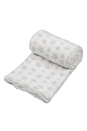 SHOPIENS Baby Blanket, Sherpa, Gray Stars, Size 100x75cm, MYONNA IT & E-COMMERCE ®