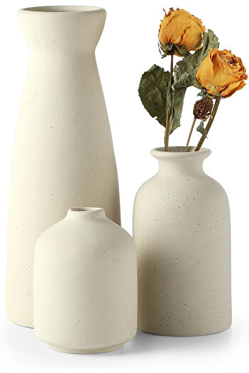 OEM Set of 3 beige ceramic vases
