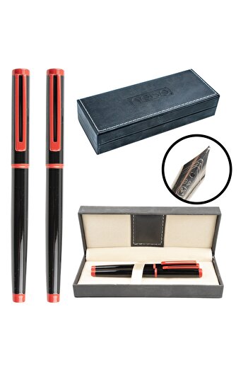 NEBO Ballpoint pen + black/red pen set, black case -