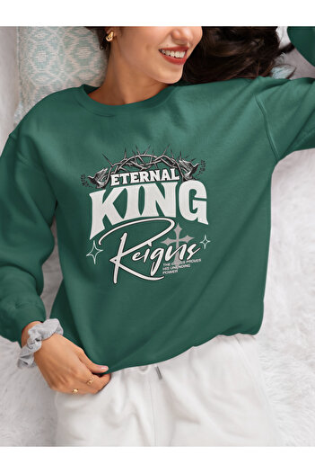MAGORS Eternal King Reigns Printed Cotton Long Sleeve Ribbed 3-Ply Circular Neck Sweatshirt