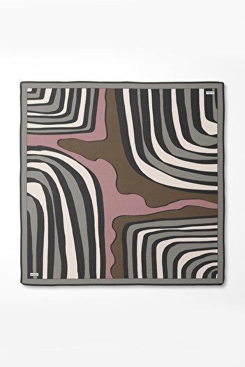 Levidor Gray Thick Striped Twill Silk Scarf