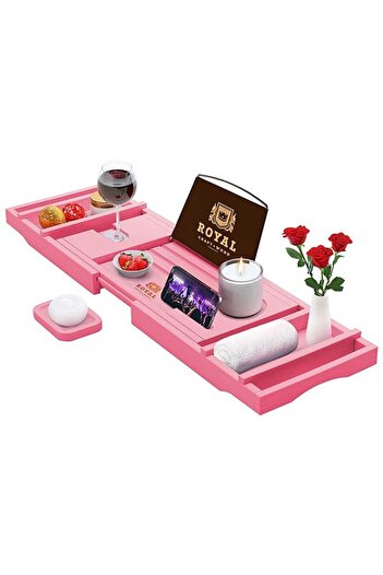 Bukela Luxury Pink Bathtub Caddy Tray for One or Two Persons