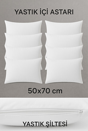 MEŞELİ TEKSTİL Silicone Pillow Filling Inner Cover 50X70 cm – Zippered Set of 10 Pillow Liners |   Quick Dry