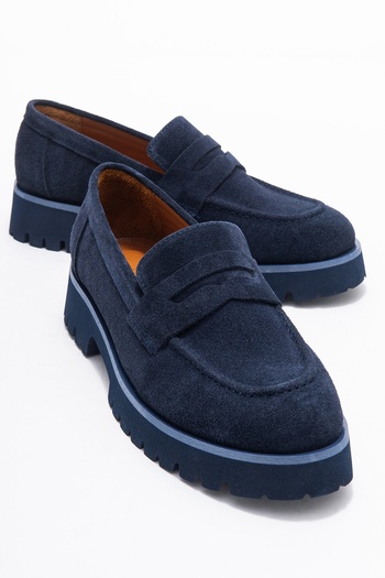 LuviShoes VIONEL тъмносини мокасини от естествена кожа за жени
