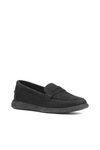 Celal Gültekin Women's Black Nubuck Leather Loafer