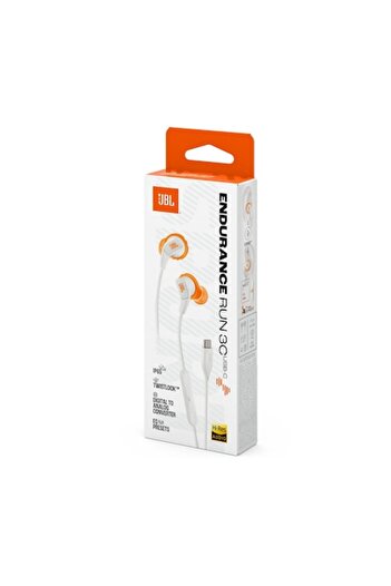 JBL Endurance Run 3 in-ear sports headphones, wired, USB-C, Pure Bass, Sweatproof, White