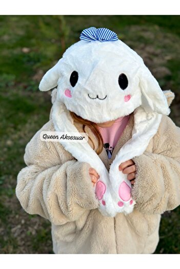 QUEEN AKSESUAR Cute Kuromi Cinnamoroll Hat with Pump and Movable Ears Plush Furry Sound