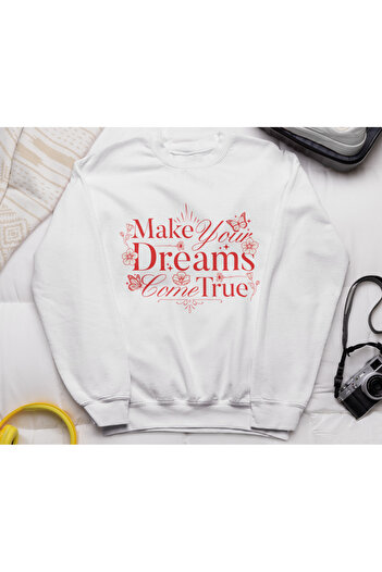 MAGORS Make Your Dreams Come True Printed Cotton Long Sleeve Ribbed 3-Ply Circular Neck Sweatshirt
