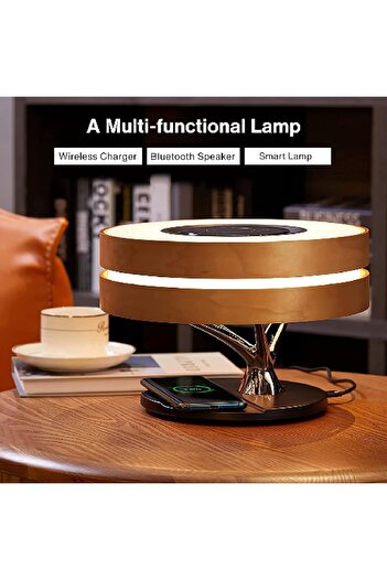 Generic Bedside Lamp with Bluetooth Speaker and Wireless Charger, Sleep Mode, Bluetooth Speaker Desk Lamp