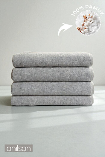 Anılsan 4-пакет сірих великих рушників для ванної кімнати - 90x150 см, 650 г, 100% бавовна, рушники для спа-салонів та готелів, для щоденного використання